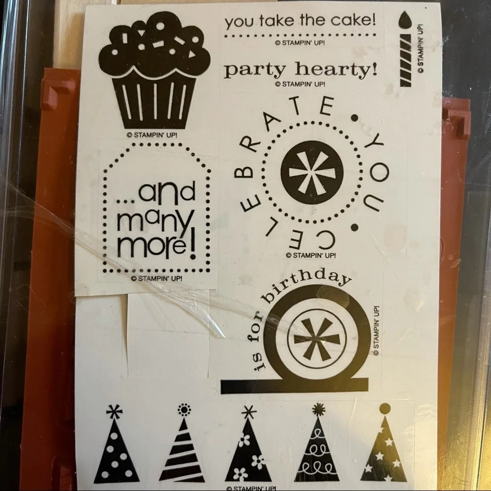 New Retired Stampin Up Stamp Set, Party Hearty, Birthday, Cupcake, Hats, Candle
